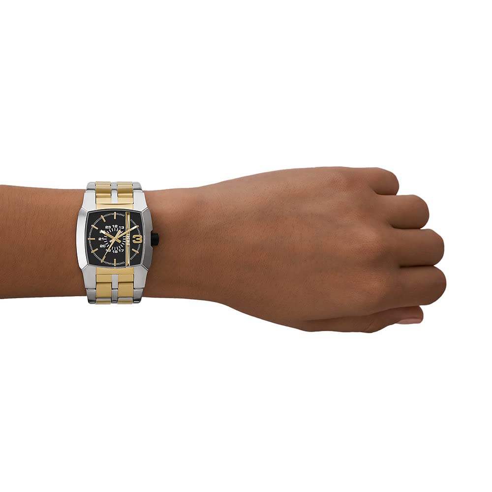 Diesel Orologio Cliffhanger da uomo, Movimento al quarzo a tre lancette con Cinturino in silicone, acciaio inox o pelle