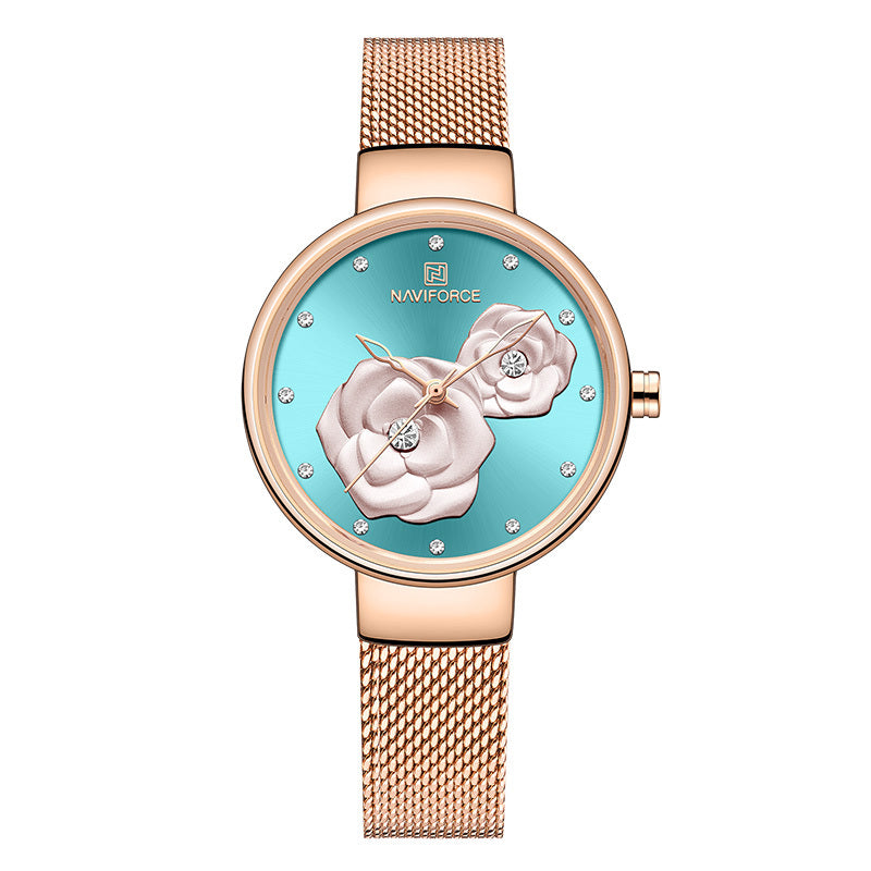 Casual fashion steel belt quartz female watch