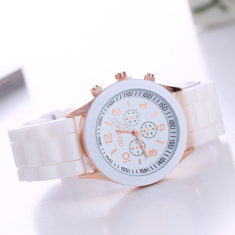 Spot geneva Geneva silicone watch women's Korean version fashionable and beautiful colorful jelly student casual watch