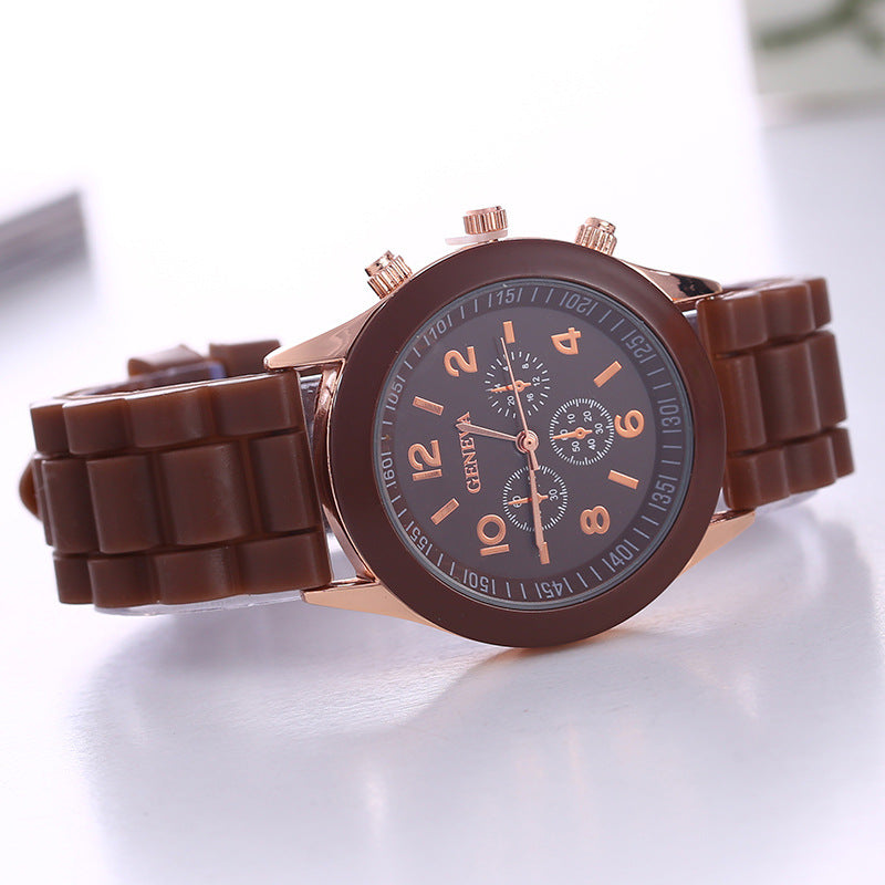 Spot geneva Geneva silicone watch women's Korean version fashionable and beautiful colorful jelly student casual watch