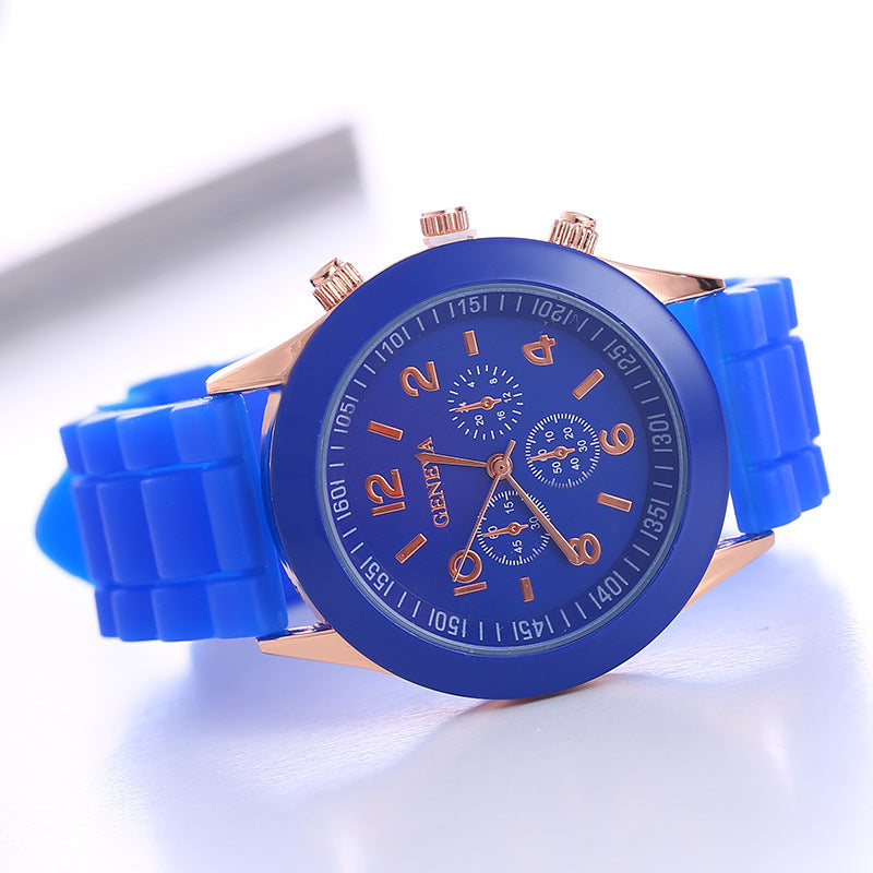Spot geneva Geneva silicone watch women's Korean version fashionable and beautiful colorful jelly student casual watch