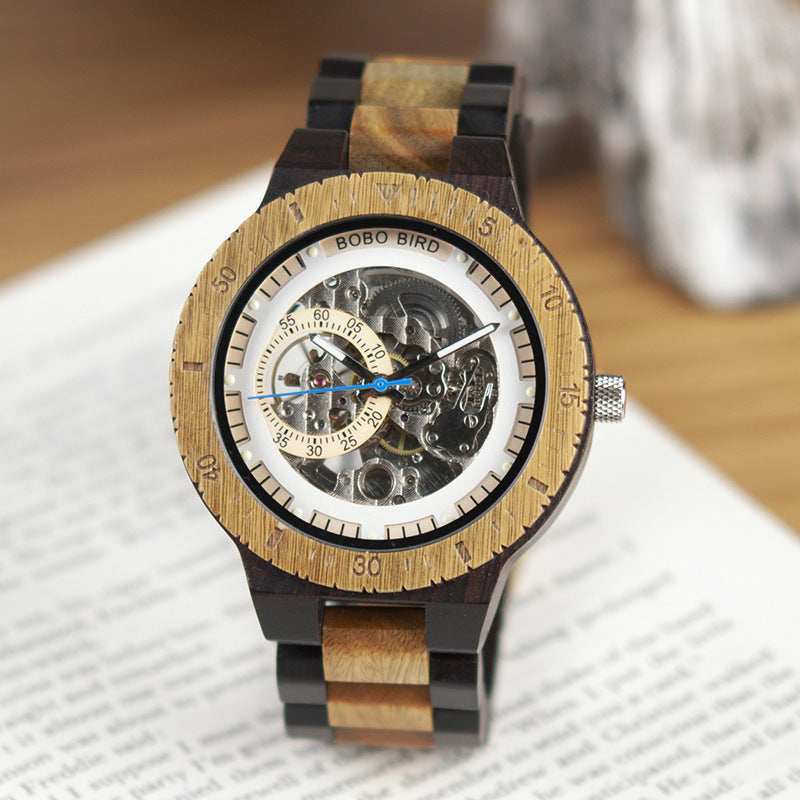 Orologio da polso donna meccanico automatico in legno, Orologio da polso uomo meccanico automatico in legno, Orologio da polso ragazzi meccanico automatico in legno,
