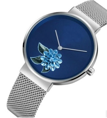 New Foreign Trade New Simple Watch Embossed Printed Watch Fashion Camellia Gift Quartz Watch