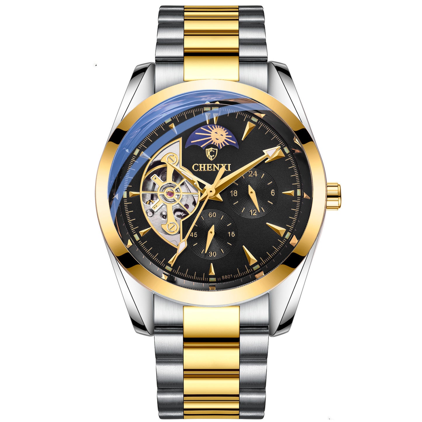 Men's Hand Waterproof Sun Moon And Stars Automatic Hollow Mechanical Watch