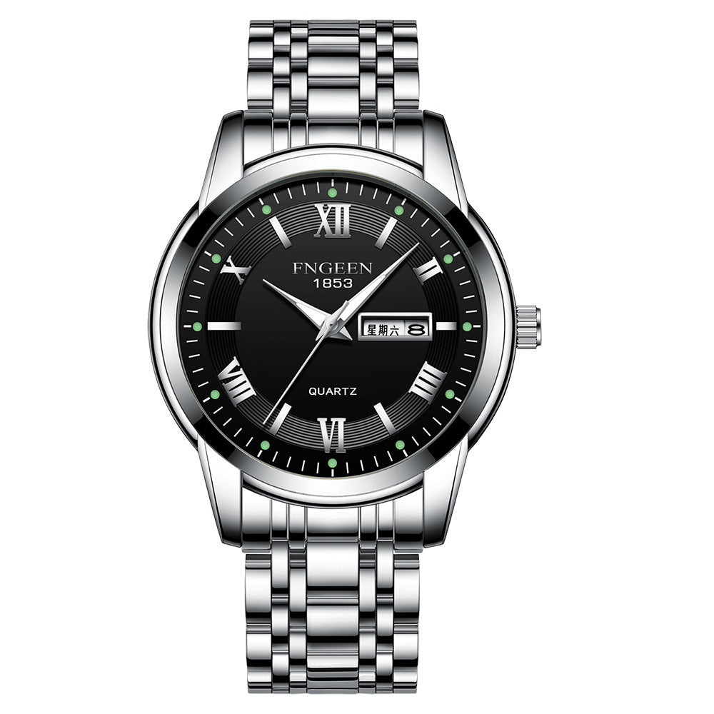 Men's Fashion Waterproof Calendar Week Luminous Quartz Watch