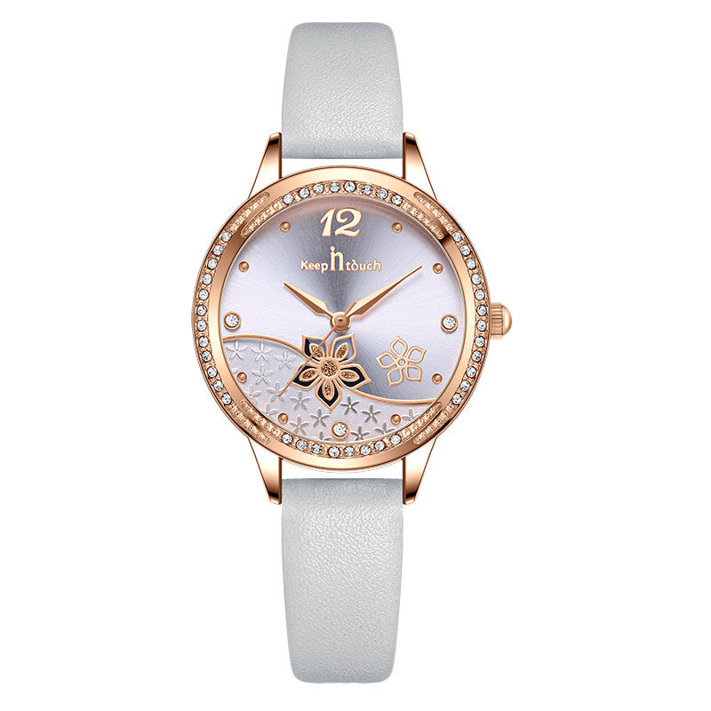 Simple And Flower Waterproof Watch Women's Trendy Watch