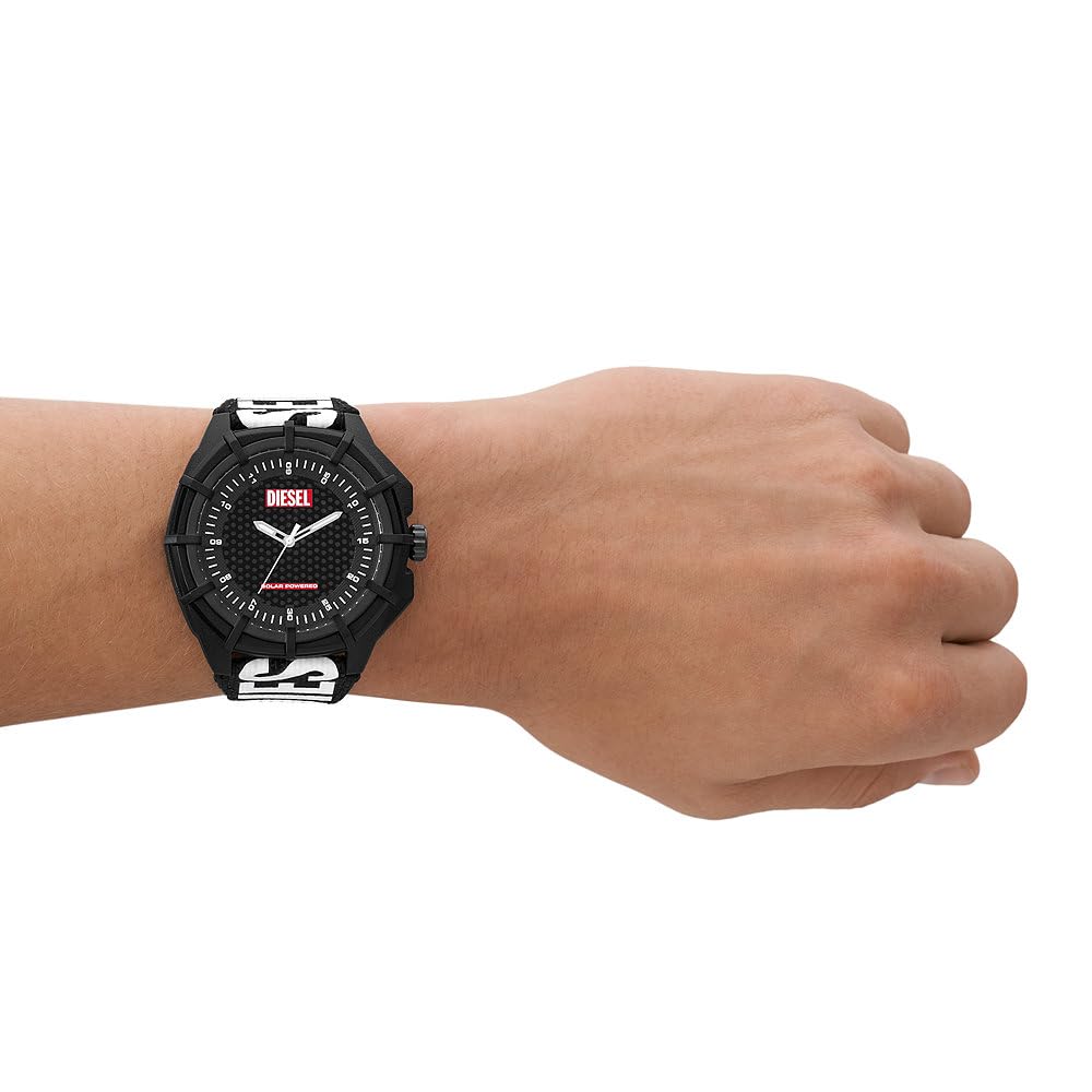 Diesel Framed orologio per uomo, Movimento al quarzo a energia solare con cinturino in silicone, acciaio inossiorologio perbile o pelle