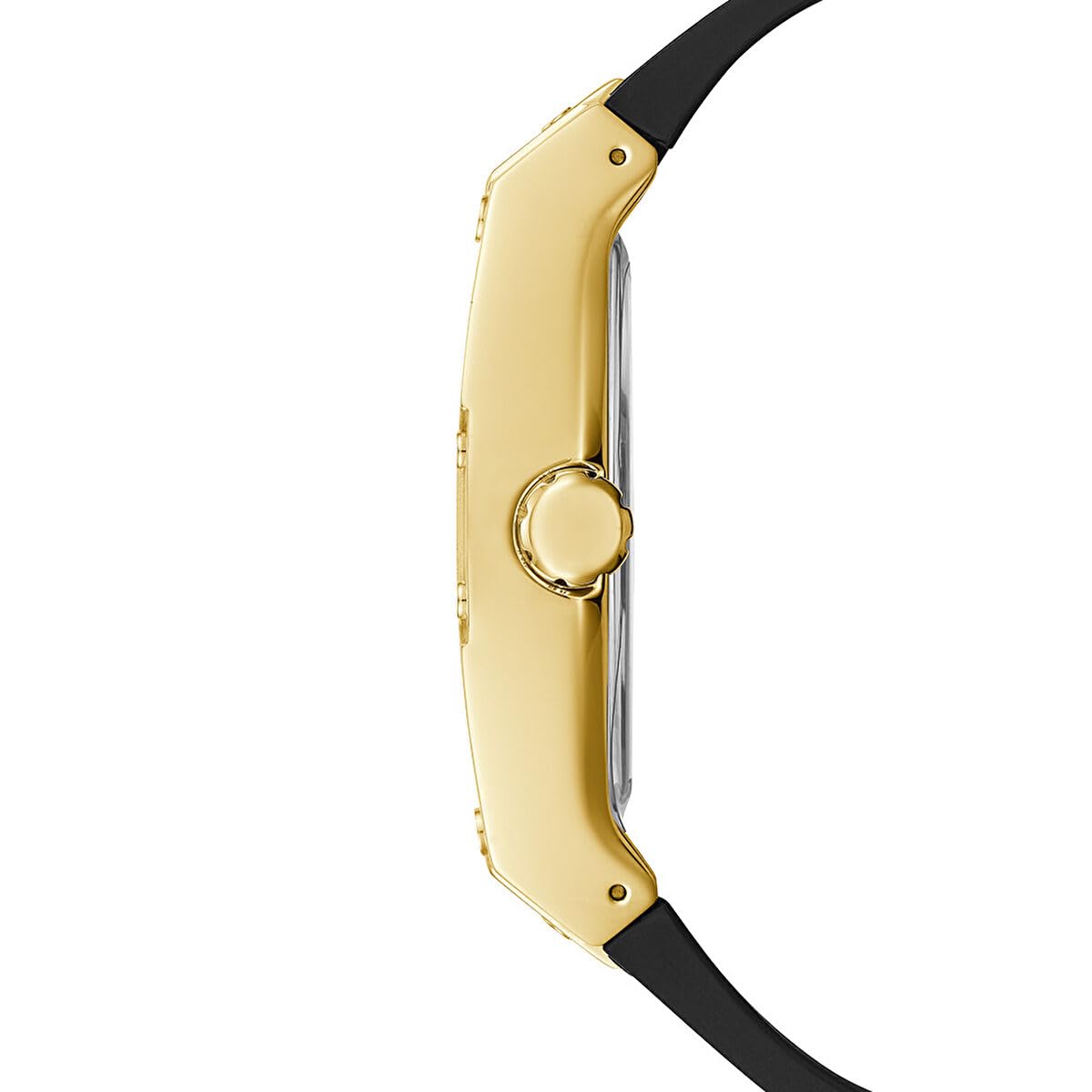 Guess US Men's Black and Gold-Tone Square Multifunction Watch, one