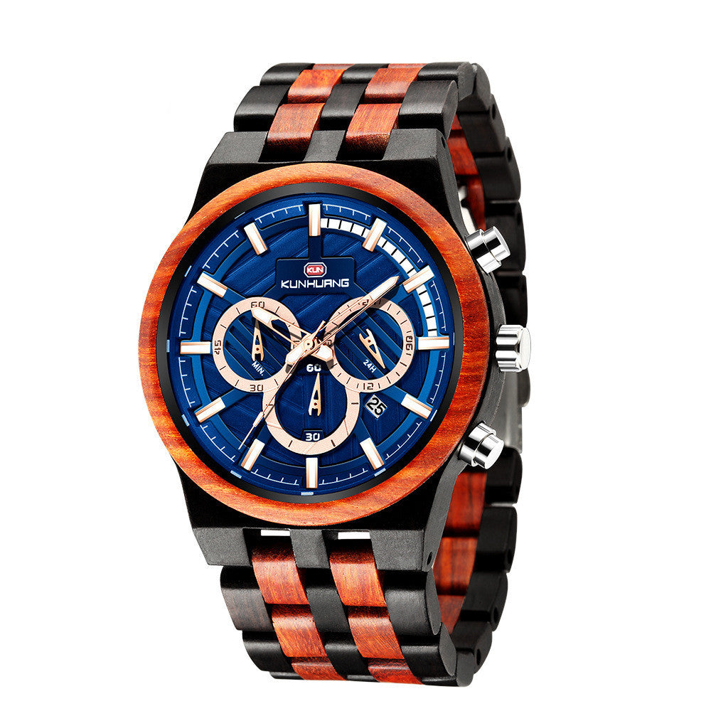 Wooden watch large dial quartz watch