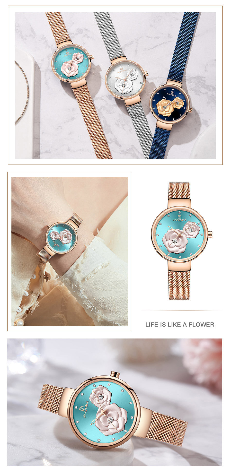 Casual fashion steel belt quartz female watch