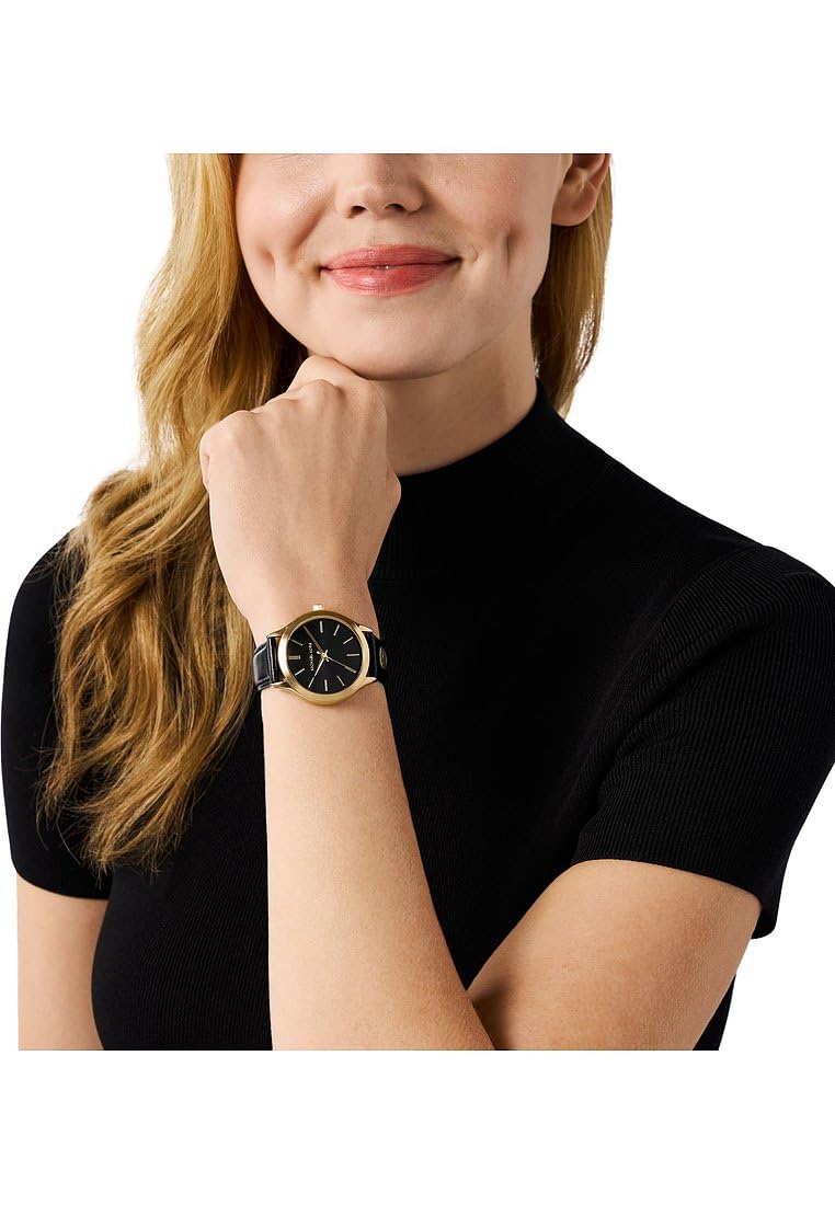 Michael Kors Orologio Slim Runway da donna, movimento al quarzo a tre lancette da 38 mm con cinturino in pelle