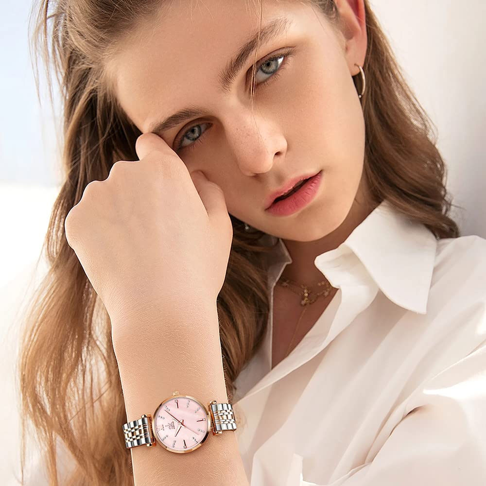 SHENGKE SK Classic Donne Orologi Moda Donne Dress Watch Solido Acciaio Inox Band Cinturino in Vera Pelle