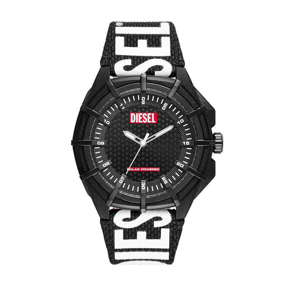 Diesel Framed orologio per uomo, Movimento al quarzo a energia solare con cinturino in silicone, acciaio inossiorologio perbile o pelle