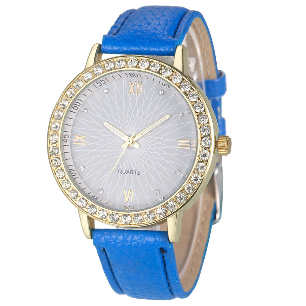 Women's watch sun face quartz watch personality rhinestone decoration fashion watch