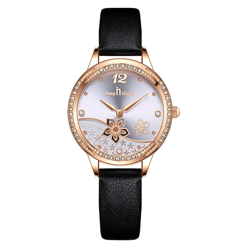 Simple And Flower Waterproof Watch Women's Trendy Watch