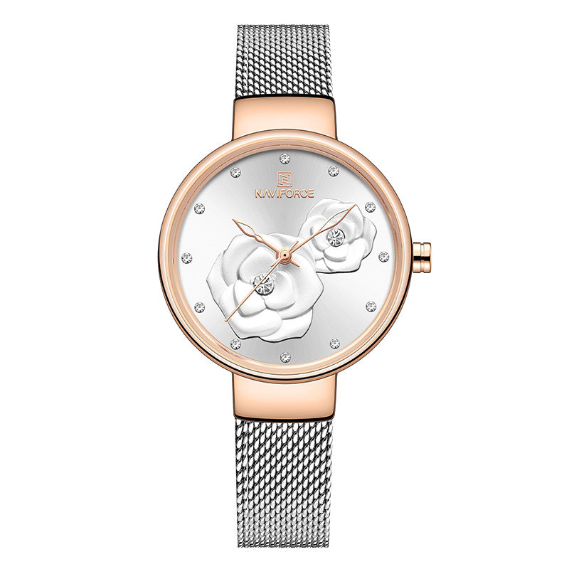 Casual fashion steel belt quartz female watch