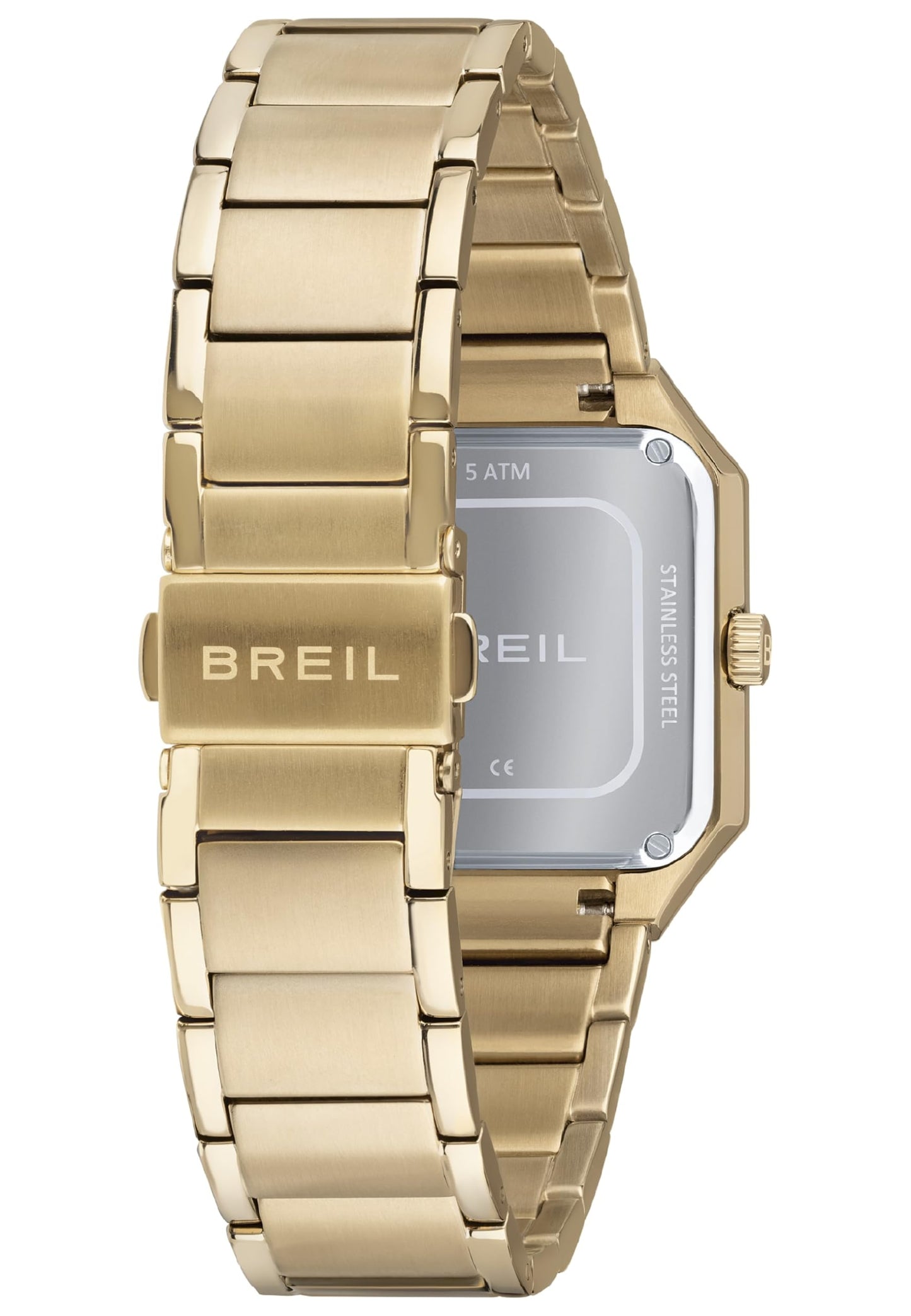 Breil, Collezione The B, Orologio Donna in Acciaio, Movimento al Quarzo Solo Tempo, Cassa Quadrata Monocolore 27x26 mm, Lunghezza Regolabile 13.5-19 cm, Chiusura Déployante con Pulsanti