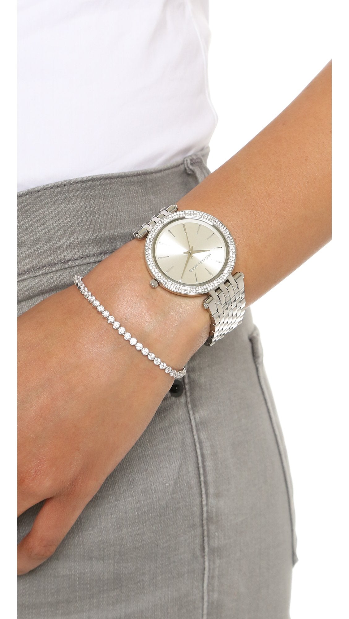 Michael Kors Orologio Darci per donna, Movimento al quarzo a tre lancette in tonalità argento con cinturino in acciaio inossidabile