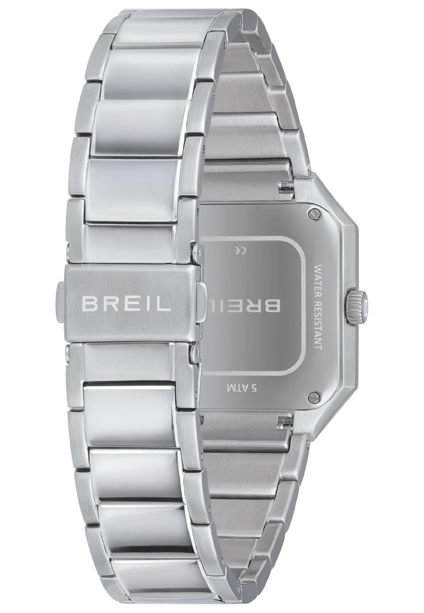 Breil, Collezione The B, Orologio Donna in Acciaio, Movimento al Quarzo Solo Tempo, Cassa Quadrata Monocolore 27x26 mm, Lunghezza Regolabile 13.5-19 cm, Chiusura Déployante con Pulsanti