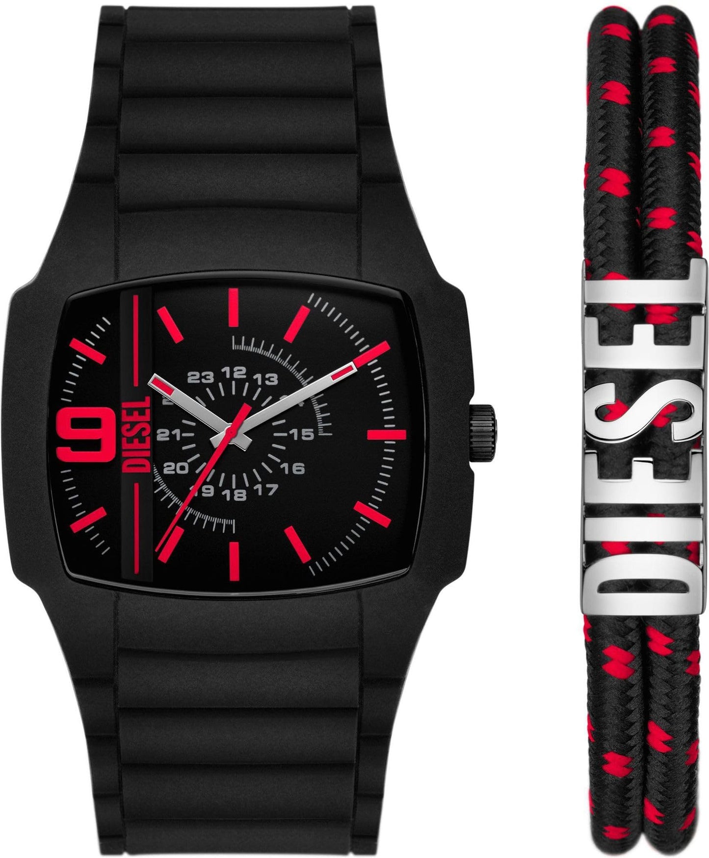 Diesel Orologio Cliffhanger da uomo, Movimento al quarzo a tre lancette con Cinturino in silicone, acciaio inox o pelle