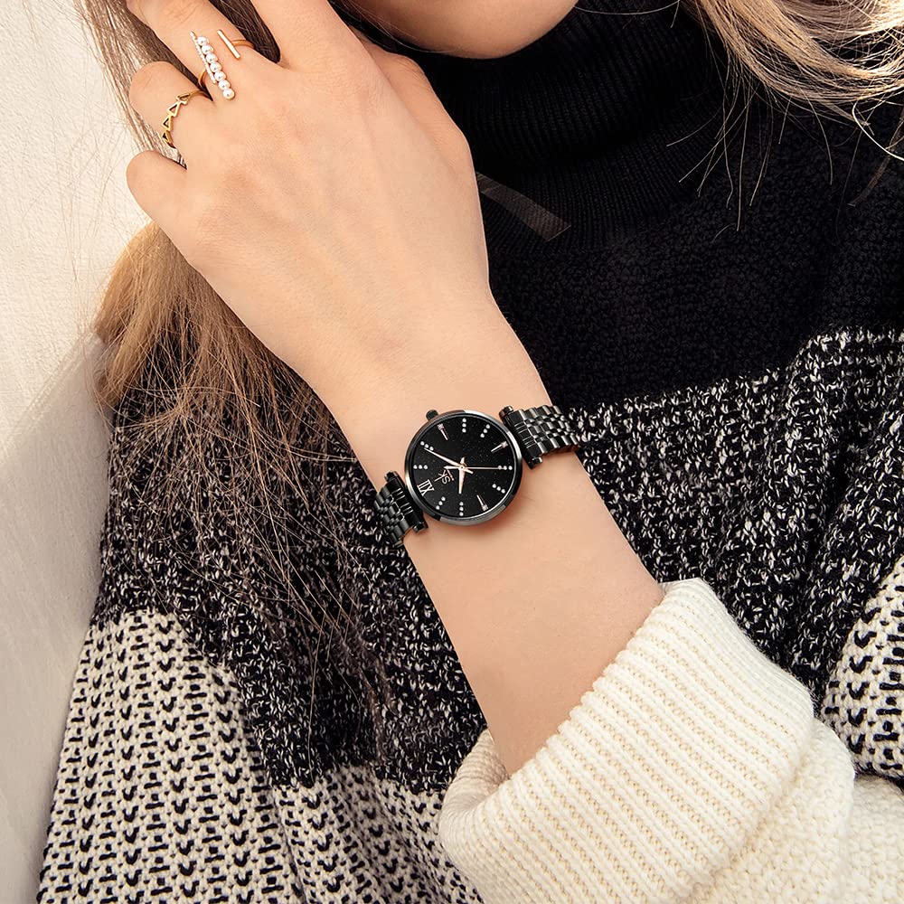 SHENGKE SK Classic Donne Orologi Moda Donne Dress Watch Solido Acciaio Inox Band Cinturino in Vera Pelle