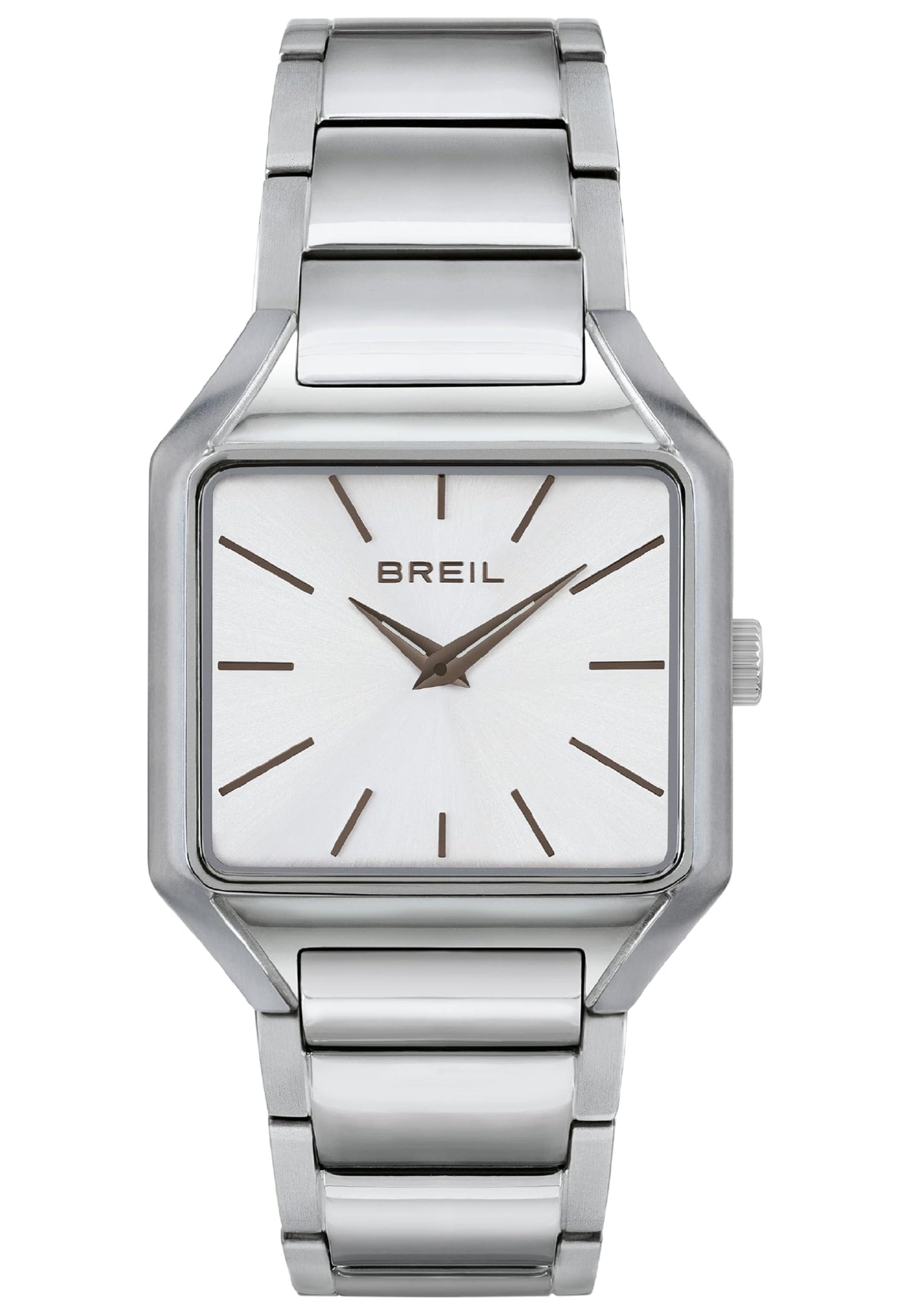 Breil, Collezione The B, Orologio Donna in Acciaio, Movimento al Quarzo Solo Tempo, Cassa Quadrata Monocolore 27x26 mm, Lunghezza Regolabile 13.5-19 cm, Chiusura Déployante con Pulsanti