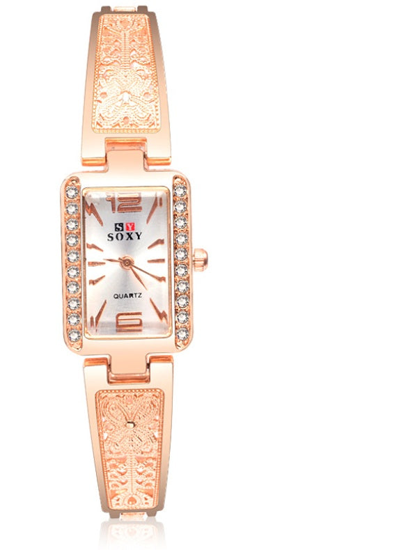 AliExpress Amazon new bracelet watch fashion design rose gold square dial ladies bracelet watch a generation