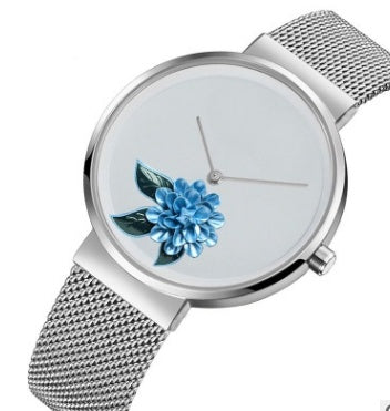New Foreign Trade New Simple Watch Embossed Printed Watch Fashion Camellia Gift Quartz Watch