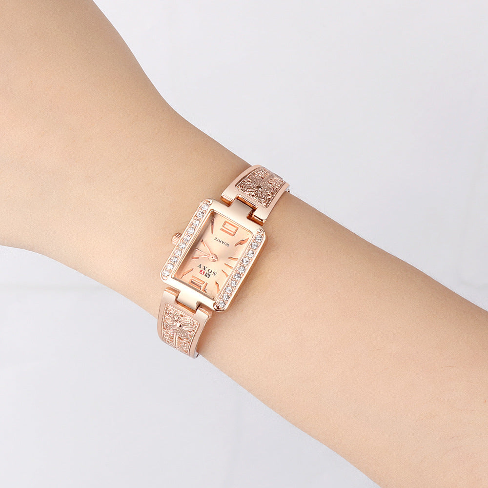 AliExpress Amazon new bracelet watch fashion design rose gold square dial ladies bracelet watch a generation