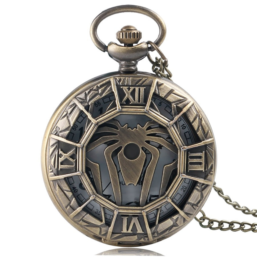 Large Skeleton Spider Pattern Mesh Vintage Pocket Watch