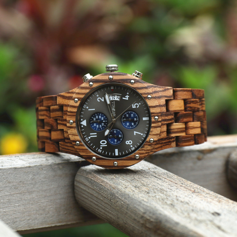 Fashion Men's Wooden Watch Luminous Watch Needles Cross-border E-commerce Factory In Stock Wholesale