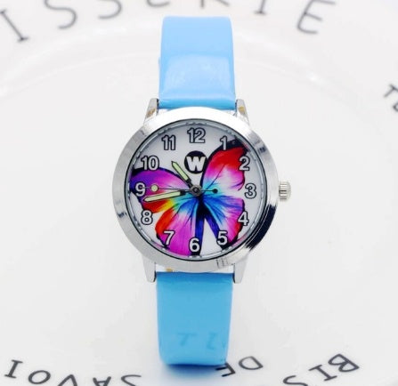 Orologi da polso per bambini, orologio da polso al quarzo per bambini, orologio da polso al quarzo per studenti, orologio impermeabile con quadrante a farfalla colorato e grazioso