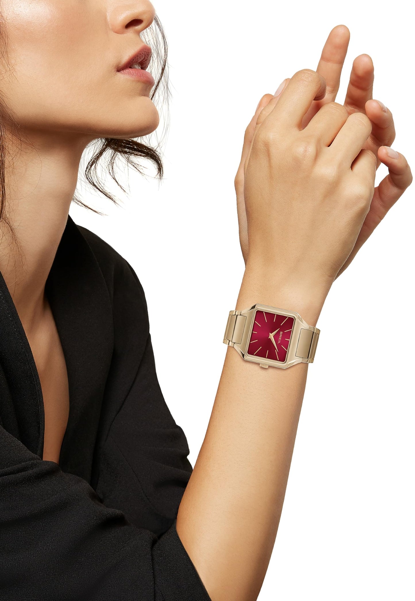 Breil, Collezione The B, Orologio Donna in Acciaio, Movimento al Quarzo Solo Tempo, Cassa Quadrata Monocolore 27x26 mm, Lunghezza Regolabile 13.5-19 cm, Chiusura Déployante con Pulsanti