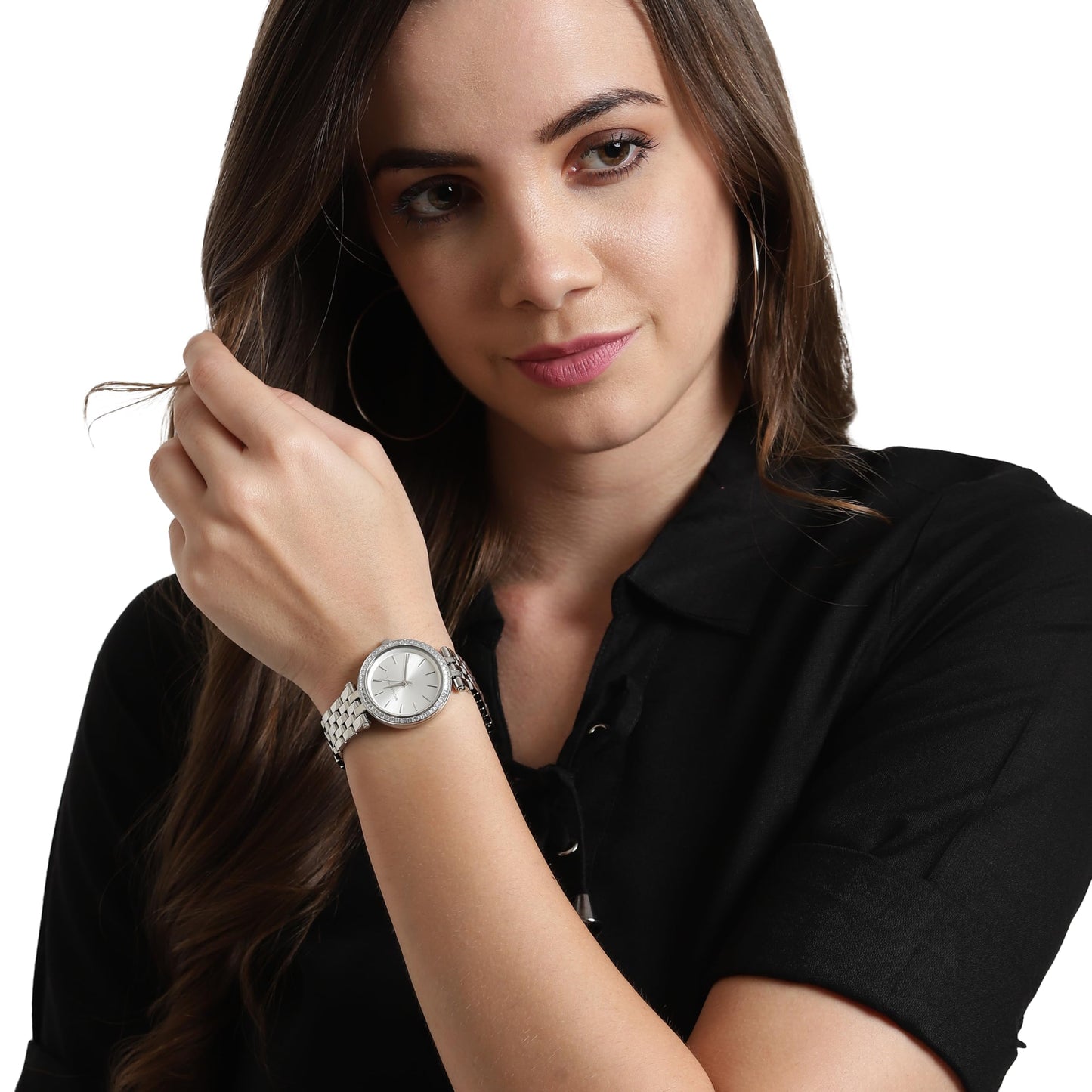 Michael Kors Orologio Darci per donna, Movimento al quarzo a tre lancette in tonalità argento con cinturino in acciaio inossidabile