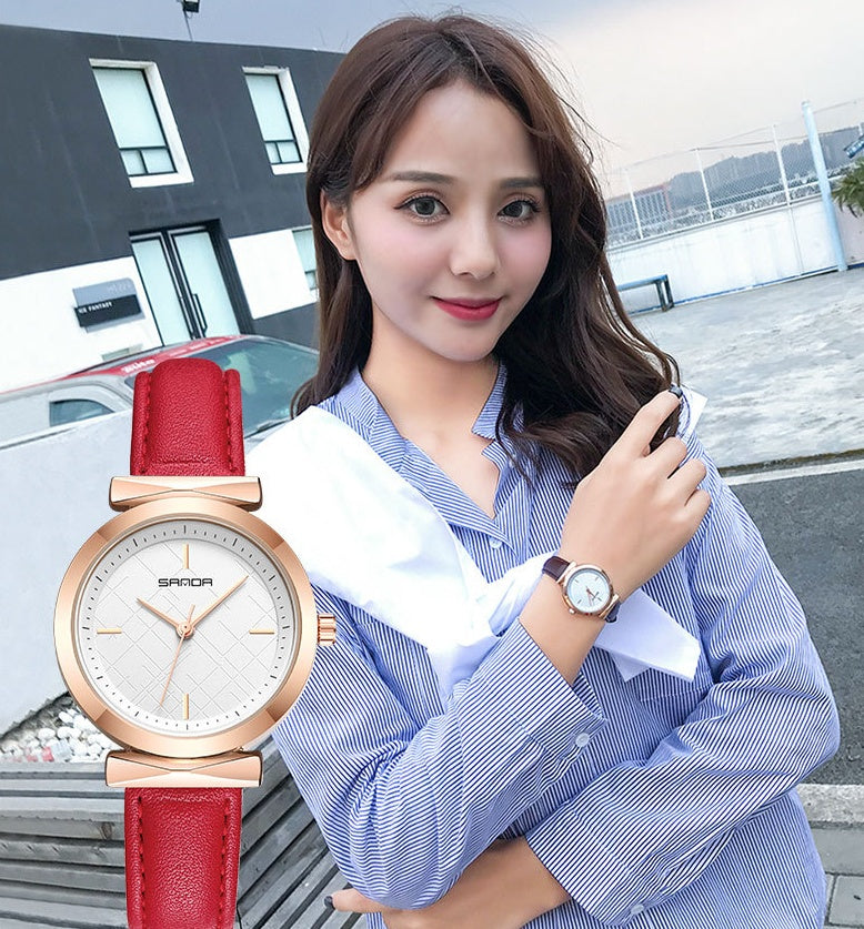 Girls watch Korean version of the retro trend scale waterproof quartz watch