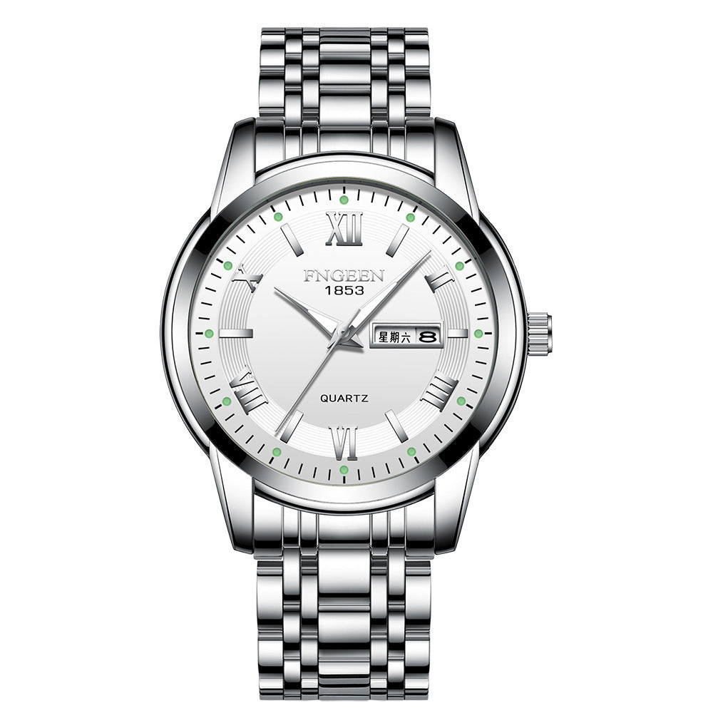 Men's Fashion Waterproof Calendar Week Luminous Quartz Watch