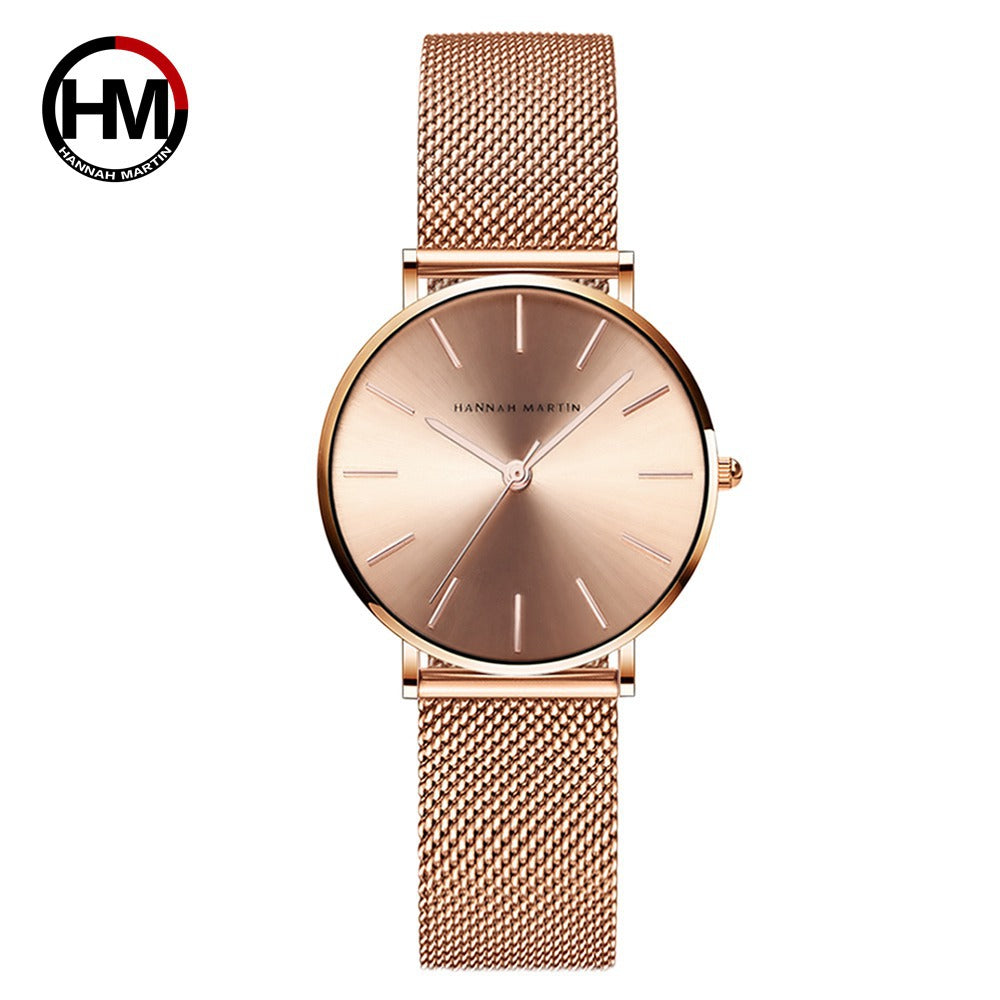 Japanese movement Amazon steel mesh belt waterproof women's watch women watches 2019 rose gold ladies watch
