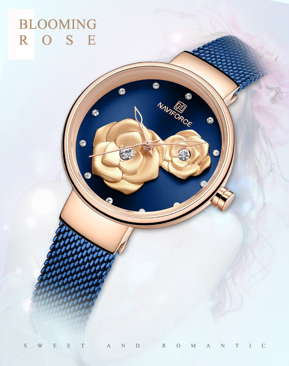 Casual fashion steel belt quartz female watch