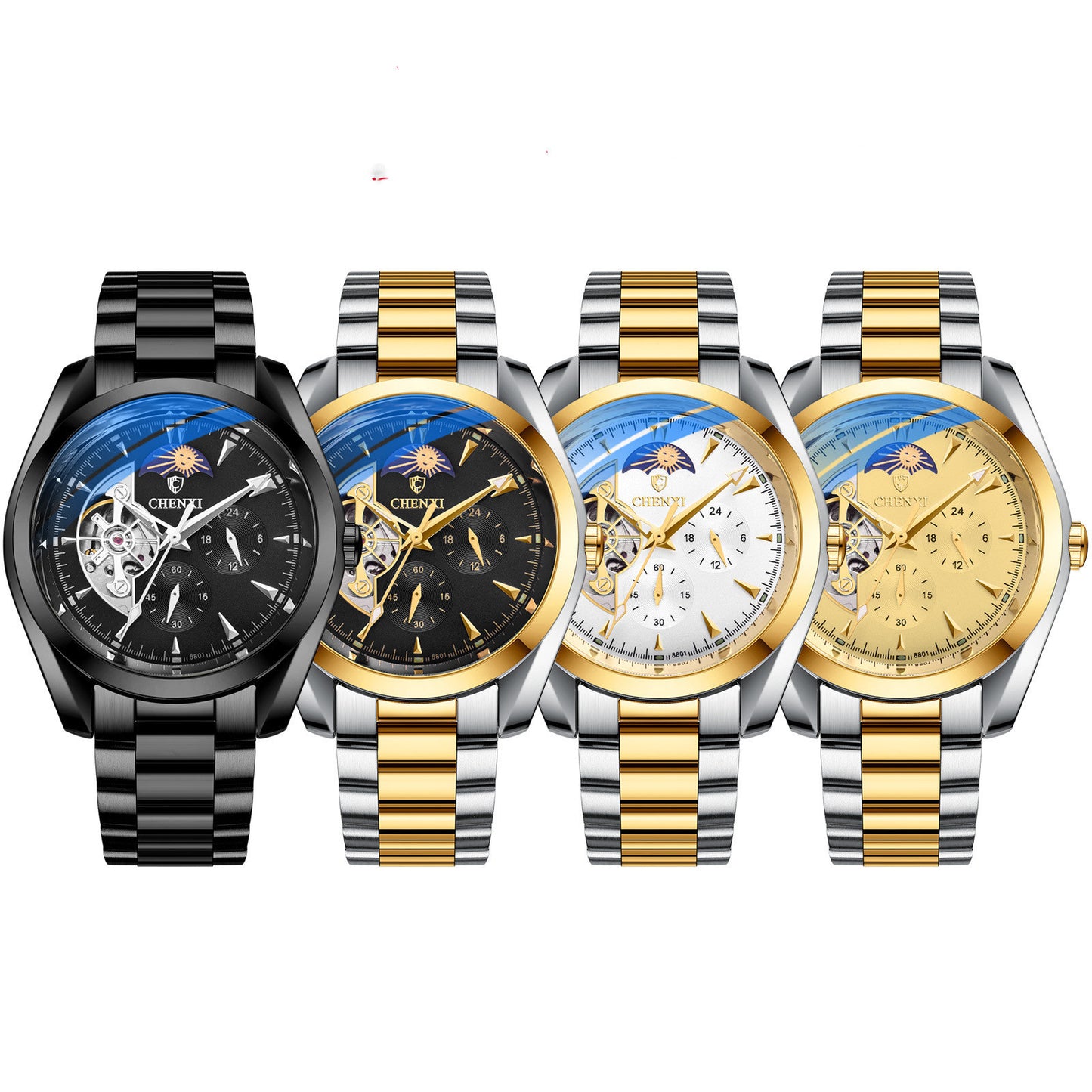 Men's Hand Waterproof Sun Moon And Stars Automatic Hollow Mechanical Watch