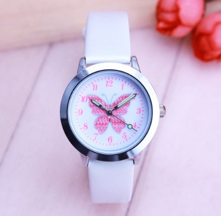 Orologi da polso per bambini, orologio da polso al quarzo per bambini, orologio da polso al quarzo per studenti, orologio impermeabile con quadrante a farfalla colorato e grazioso