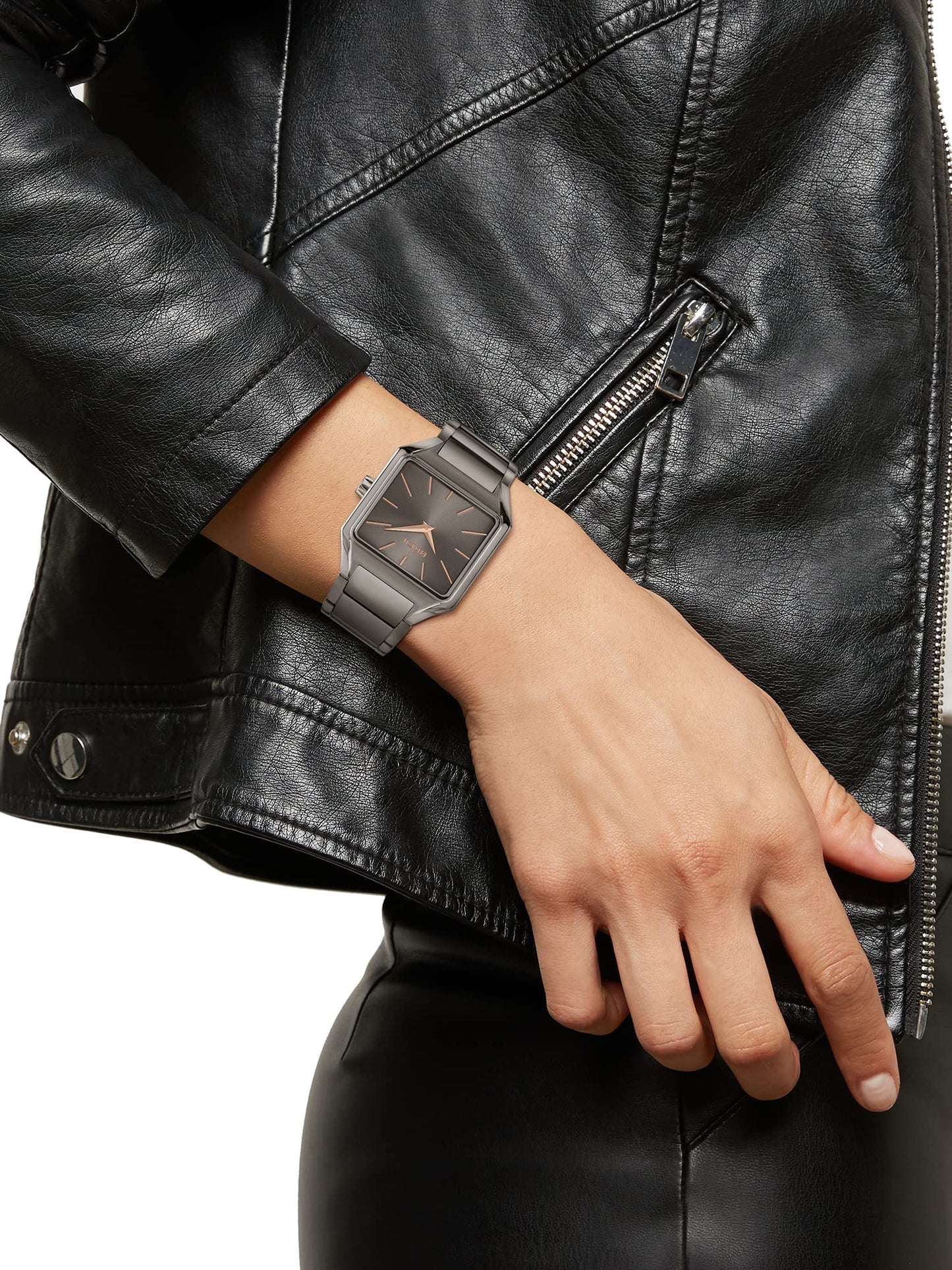 Breil, Collezione The B, Orologio Donna in Acciaio, Movimento al Quarzo Solo Tempo, Cassa Quadrata Monocolore 27x26 mm, Lunghezza Regolabile 13.5-19 cm, Chiusura Déployante con Pulsanti