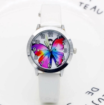 Orologi da polso per bambini, orologio da polso al quarzo per bambini, orologio da polso al quarzo per studenti, orologio impermeabile con quadrante a farfalla colorato e grazioso