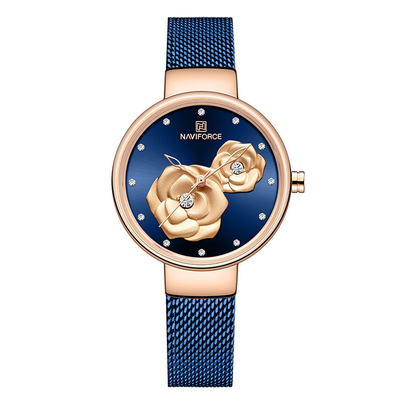 Casual fashion steel belt quartz female watch