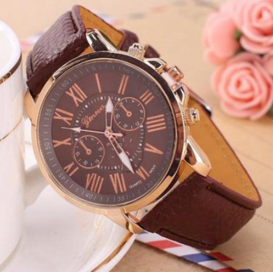 The latest three-eye belt watch Geneva GENEVA belt watch double-faced watch