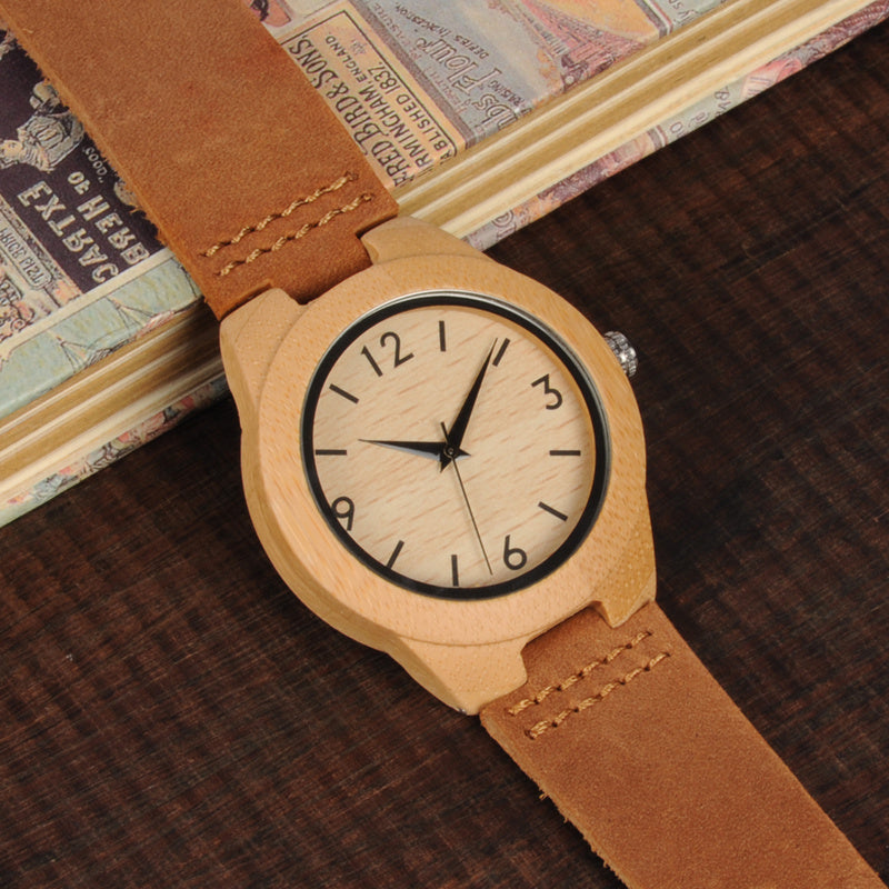 Cintura in pelle per orologio in bambù