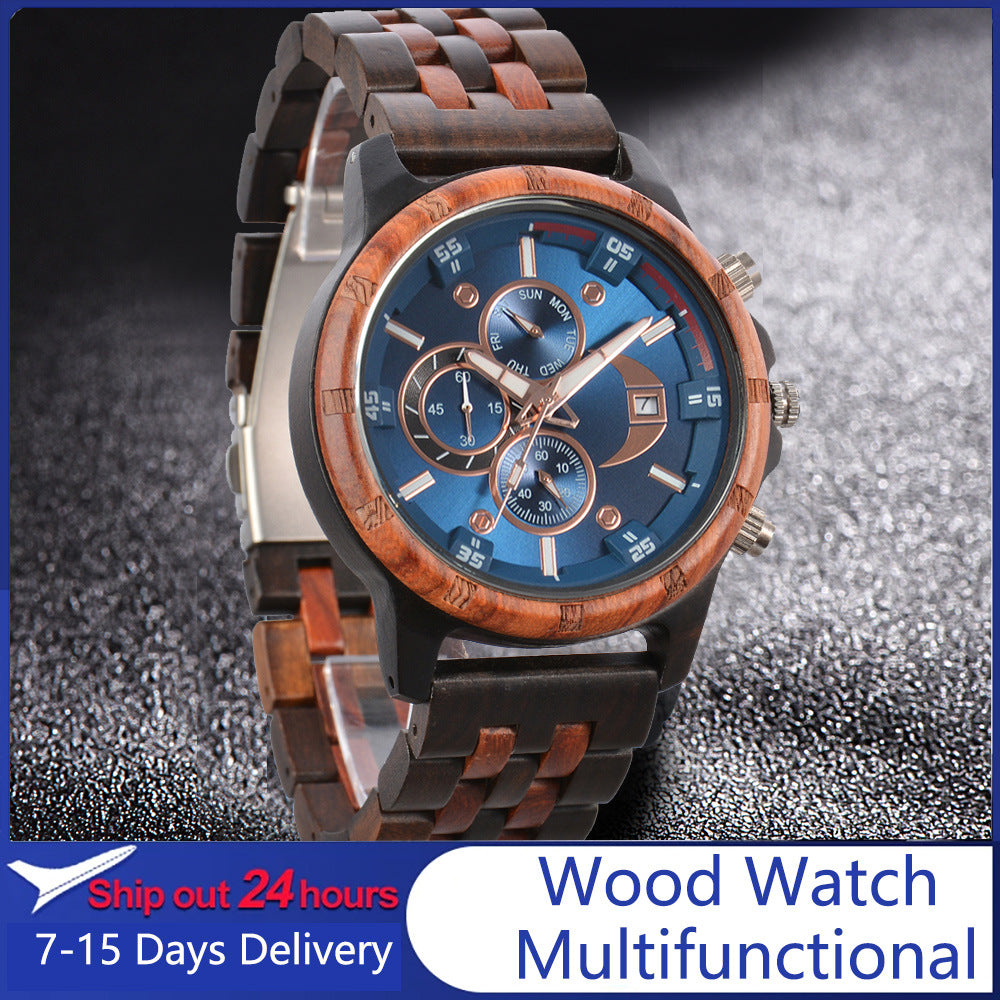 Cross-border business men's watch new simple casual automatic mechanical watch wooden fashion high-end quartz watch