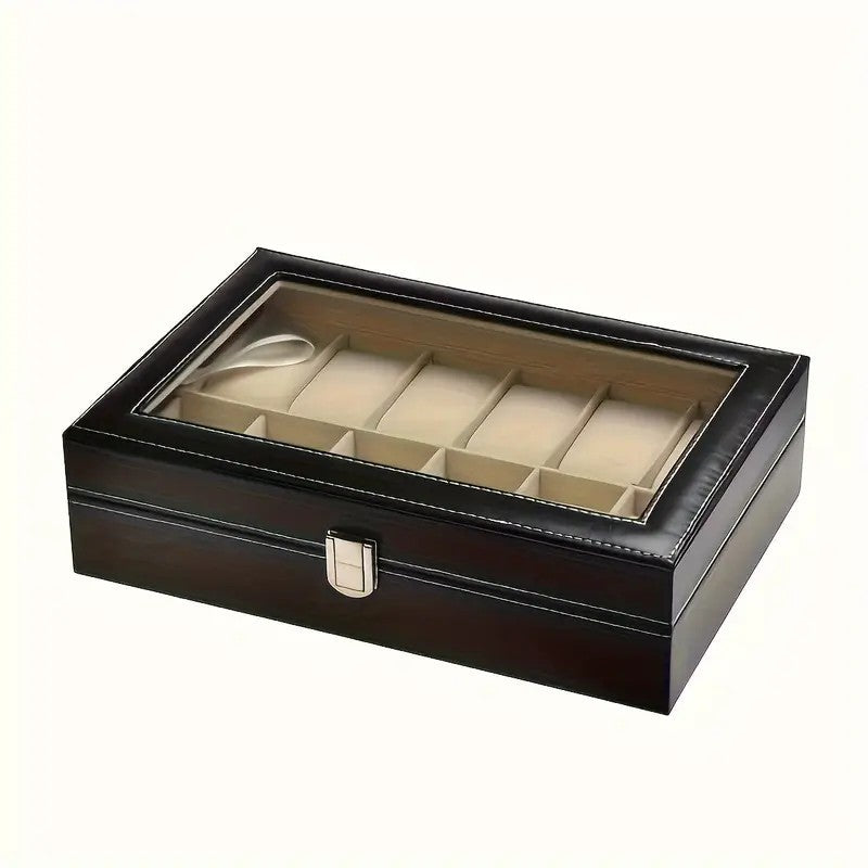 Watch Box Leather Simplicity Transparent Window Packaging Box