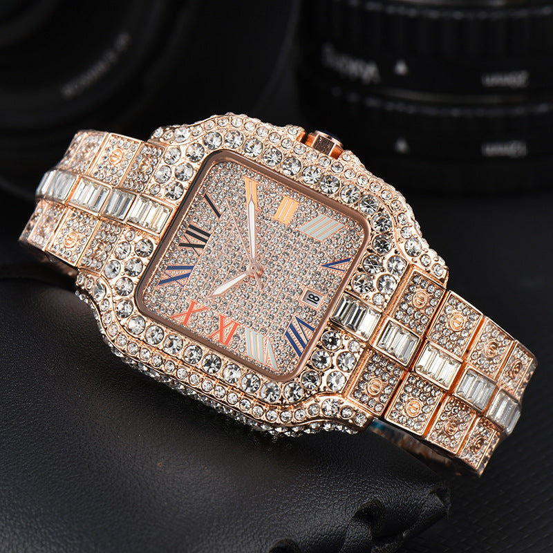 Kajia men's and women's alloy quartz watches with diamonds and full diamonds for women's business fashion watches with slight waterproof watches