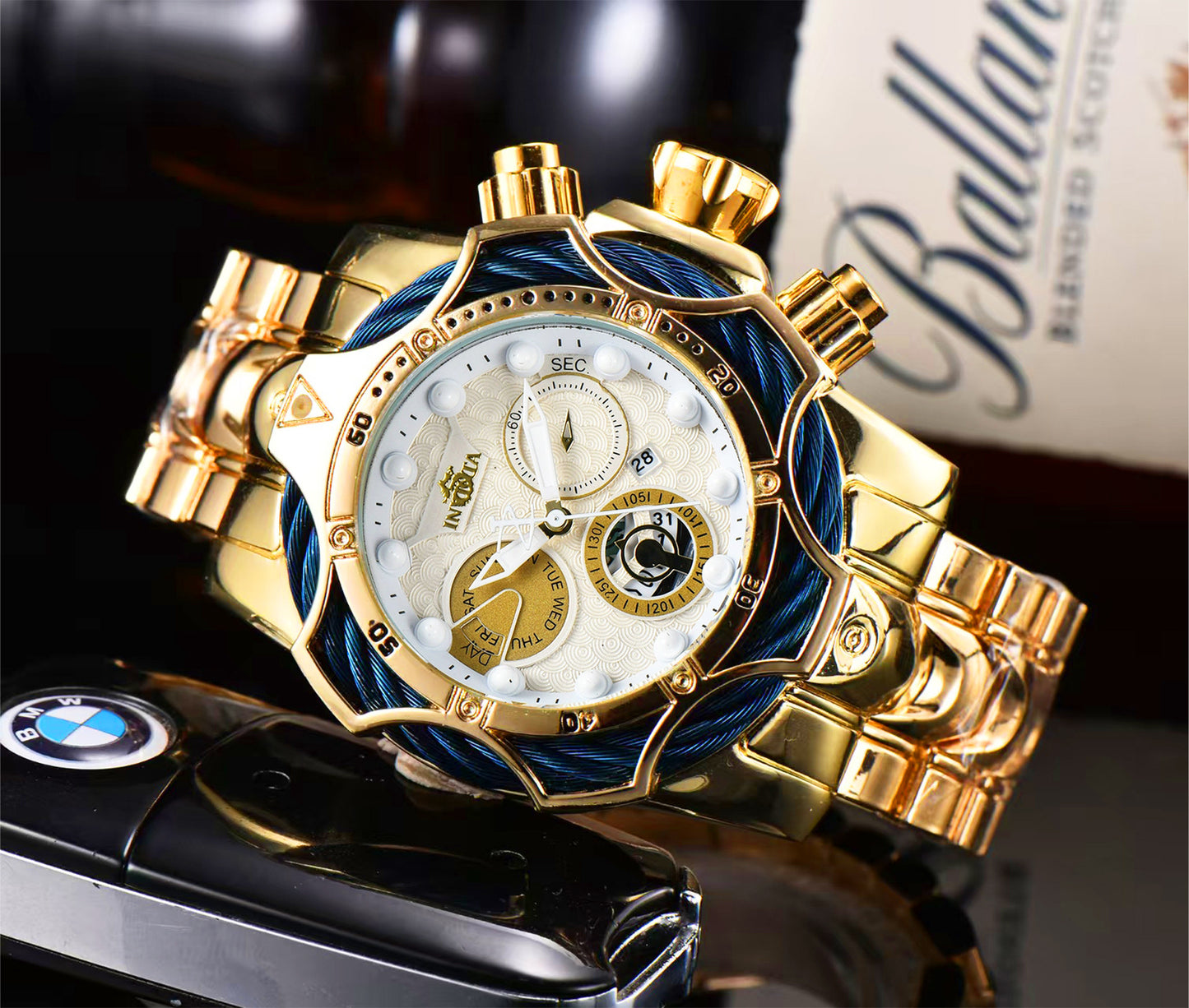 One piece of steel wire rope cross-border watch European alloy quartz watch men's waterproof watch non-mechanical watch
