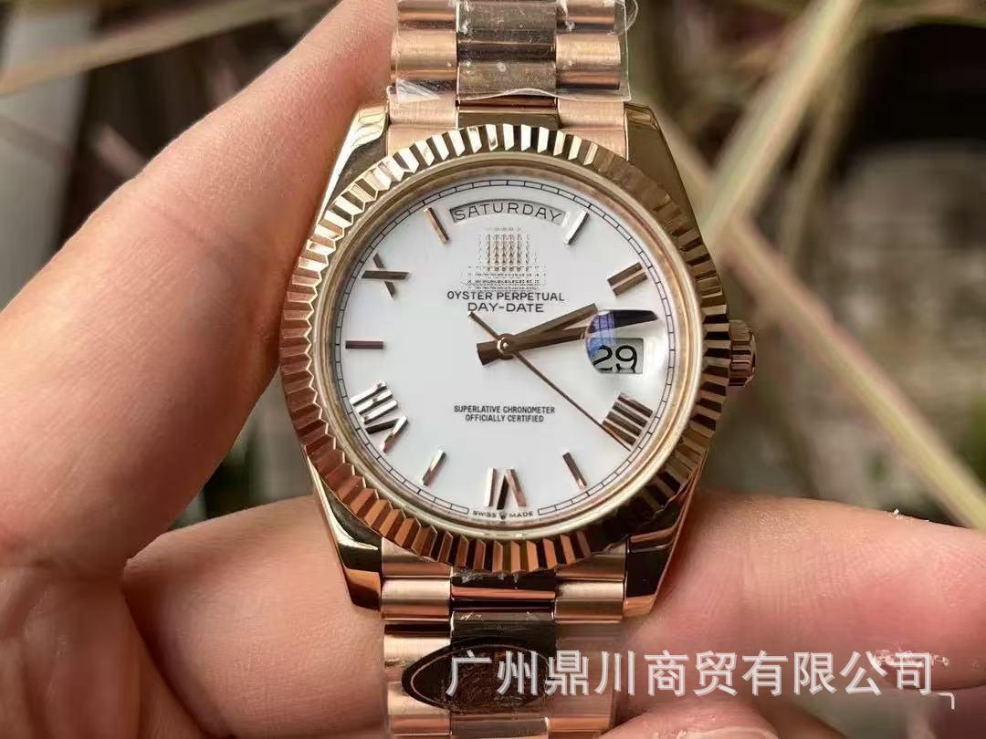 Double-headed large strap AliExpress week double calendar diary Roman scale yellow rock sugar watch men's mechanical watch